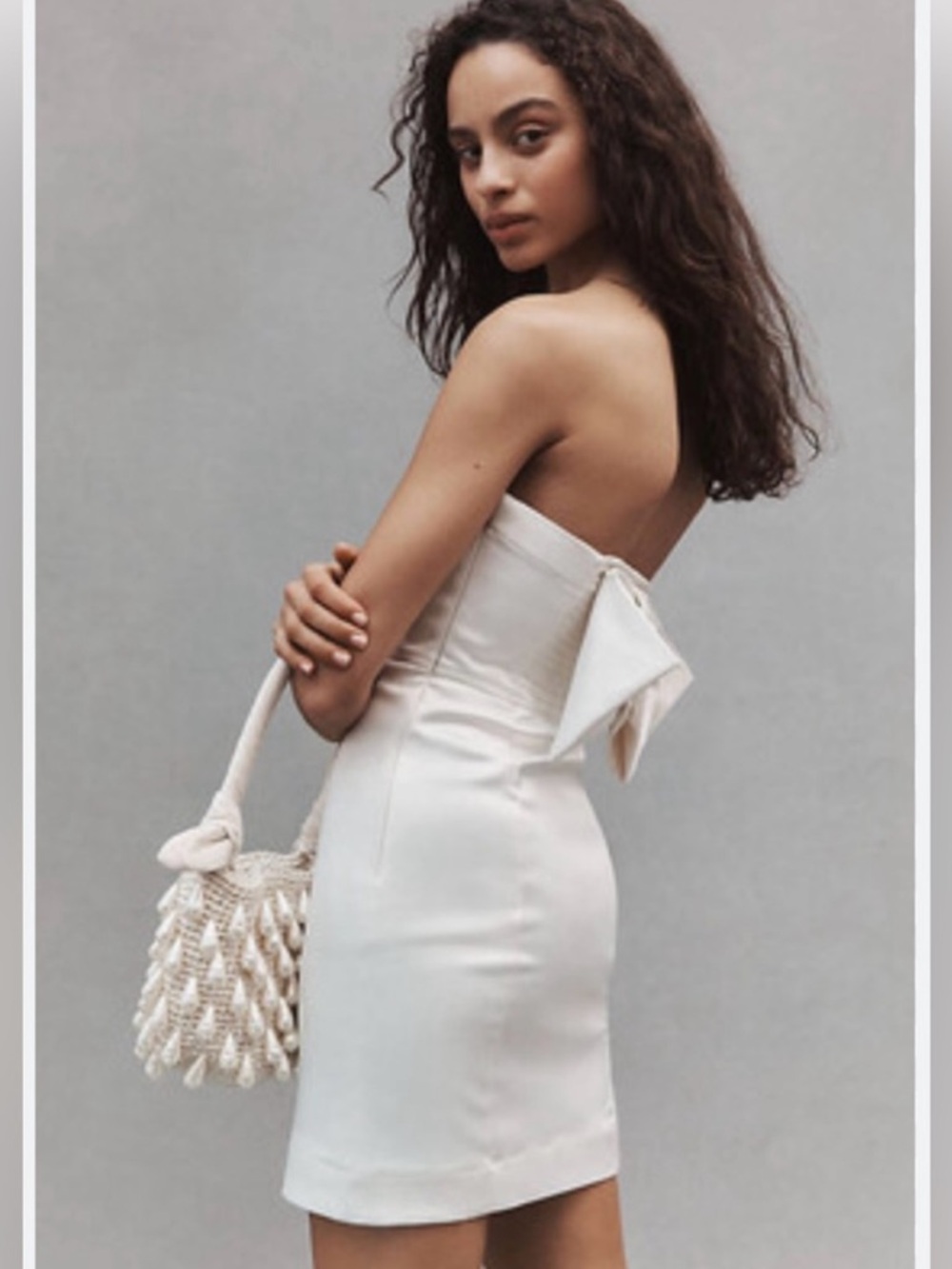 NWT BHLDN Strapless White Mini Dress with Back Bow